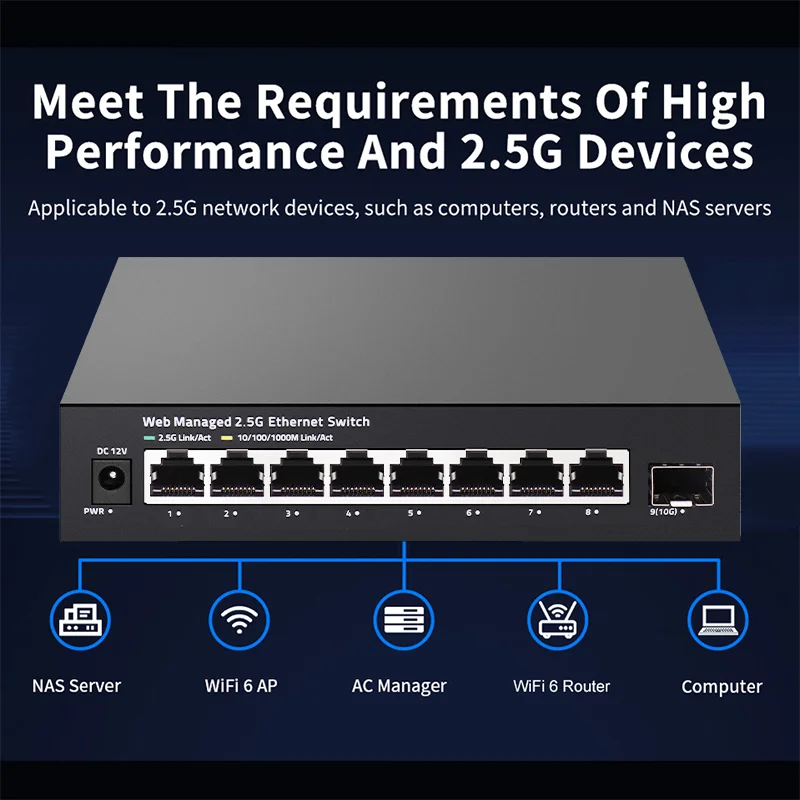ONTi 2.5GbE Managed Switch 8 P - огляд і ціна Sfp+ 10G Managed Switch 8 Port