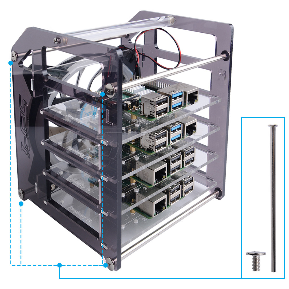 52Pi Rack Tower 4 Layer Acryli - огляд і ціна Deskpi Super6C
